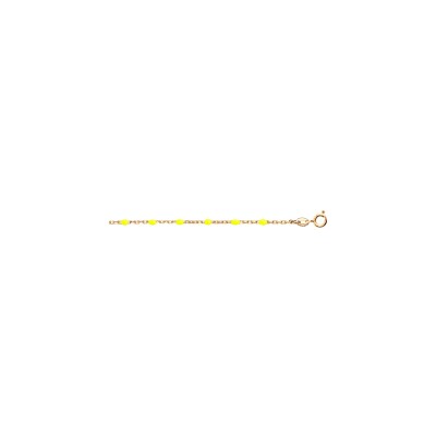 Bracelet argent et dorure jaune olives résine jaune fluo 15+3cm