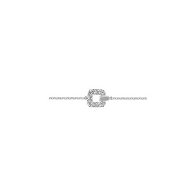 Bracelet argent rhodié carré oxydes blancs sertis 18cm réglable 16