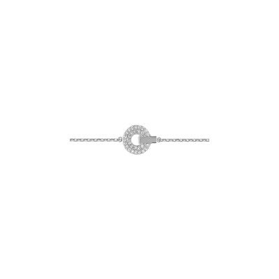 Bracelet argent rhodié rond oxydes blancs sertis 18cm réglable 16