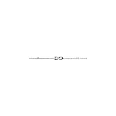 Bracelet argent rhodié fine boules et infini 16+3cm