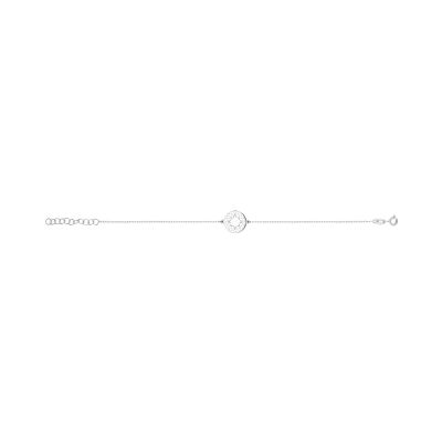 Bracelet argent rhodié avec pastille soleil 17+3cm