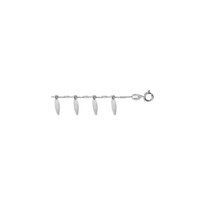 Bracelet argent rhodié fil lapidé pampilles 16+3cm