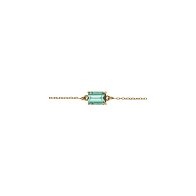 Bracelet argent doré pendentif rectangulaire oxyde bleu vert 16+3cm