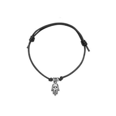 Bracelet cordon coulissant noir main de fatma noir