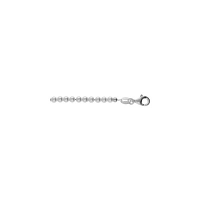 Bracelet argent rhodié perles 3mm blanche imitation 15.5+3cm