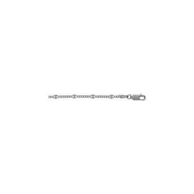 Bracelet argent rhodié maille gourmette pastilles diamanté étoile 18cm