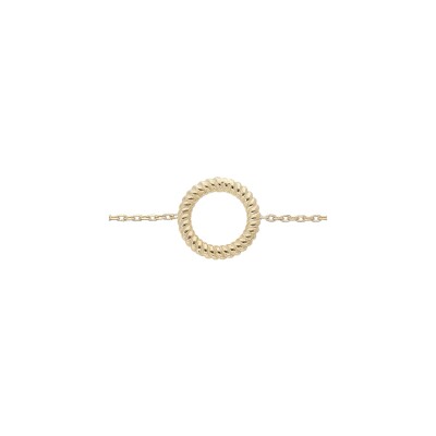 Bracelet argent et dorure jaune boules avec cercle torsadé evidé 16+3cm