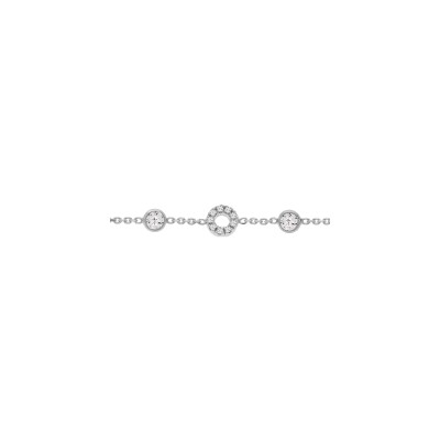 Bracelet argent rhodié cercle oxydes blancs sertis et 6 oxydes en chute blancs sertis 16+3cm