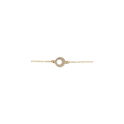 Bracelet argent doré cercle evidé oxydes blancs 16+3cm