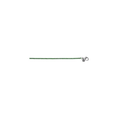 Bracelet argent rhodié rivière oxydes vert sertis diam 2mm 16+3cm