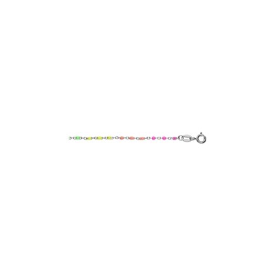 Bracelet argent rhodié résine multicolore degradé rose vert 15+3cm