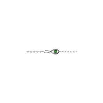 Bracelet argent rhodié infini oxyde vert foncé 16+2cm