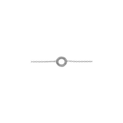 Bracelet argent rhodié claire cercle evidé perlé 16+3cm