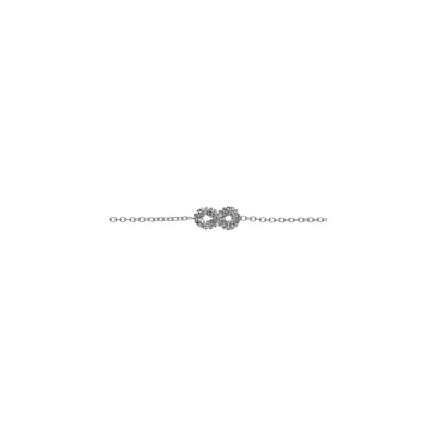 Bracelet argent rhodié claire infini evidé perlé 16+3cm