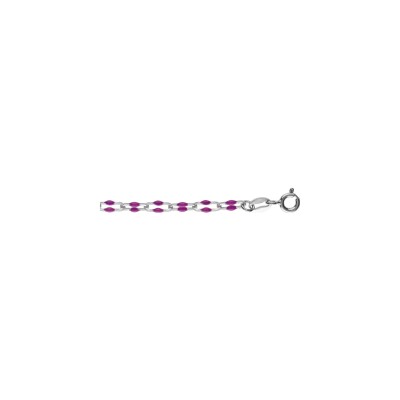 Bracelet argent rhodié olives résine violet translucide 15+3cm
