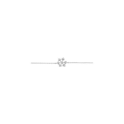 Bracelet argent rhodié flocon de neige oxydes blancs 16+3cm