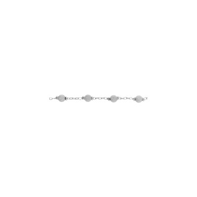 Bracelet argent rhodié boules givrées 16+3cm