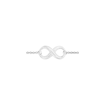 Bracelet argent rhodié motif infini céramique blanche 16+3cm