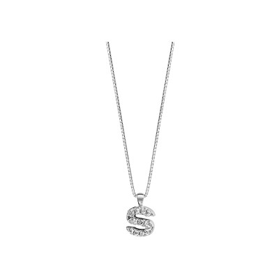 Collier + initiale s 40cm argent rhodié