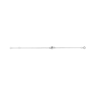 Bracelet argent rhodié 2 coeurs enlaces 15+2,5cm