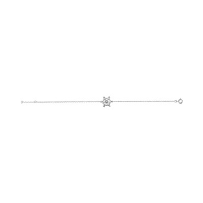 Bracelet argent rhodié flocon oxydes blancs sertis 16+2cm