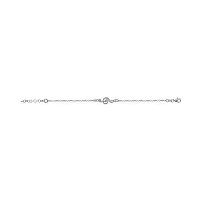 Bracelet argent rhodié clef de sol oxydes blancs sertis 16+3cm