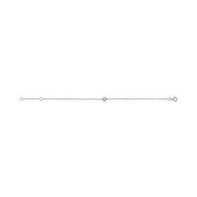 Bracelet solitaire argent rhodié oxyde 5mm serti clos 18cm réglable 16cm