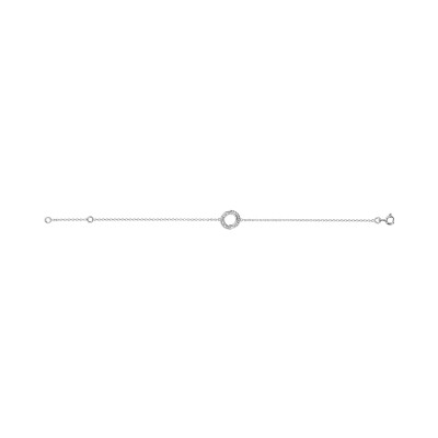 Bracelet argent rhodié cercle oxydes blancs sertis 16+2cm