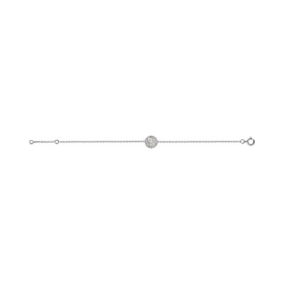 Bracelet argent rhodié rond pave oxydes blancs sertis 16+2cm