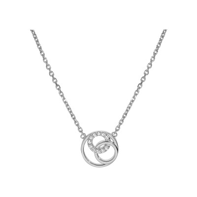 Collier argent rhodié cercles oxydes blancs sertis 38+4cm