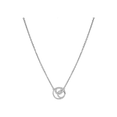 Collier argent rhodié cercles oxydes blancs sertis 38+4cm