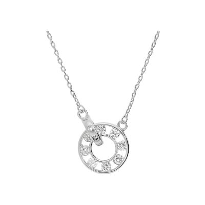Collier argent rhodié cercle oxydes blancs 40+5cm