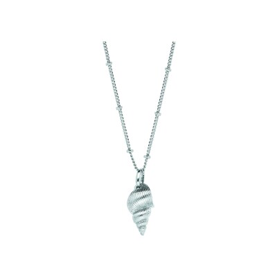 Collier argent rhodié pendentif coquillage 36+6cm