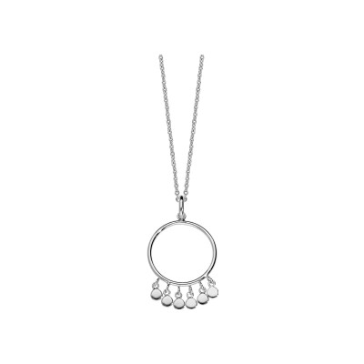Collier argent rhodié cercle avec pastilles pendantes 40+4cm
