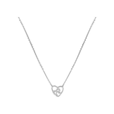 Collier argent rhodié coeurs oxydes blancs sertis 38+4cm