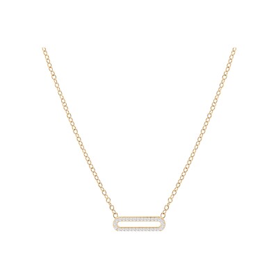 Collier argent et dorure jaune maille rectangulaire avec oxydes blancs sertis 40+5cm