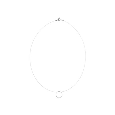 Collier fil nylon avec anneau style alliance argent rhodié 41,5cm