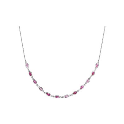 Collier argent rhodié oxydes dégrade de rose 38+7cm