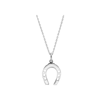 Collier argent rhodié pendentif fer a cheval 42+3cm