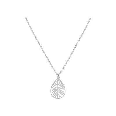 Collier argent rhodié pendentif feuillage 42+3cm