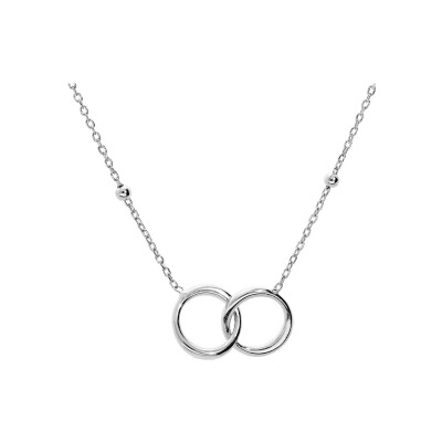 Collier argent rhodié double cercle entremêlé 40+5cm