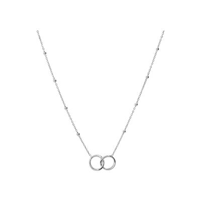 Collier argent rhodié double cercle entremêlé 40+5cm