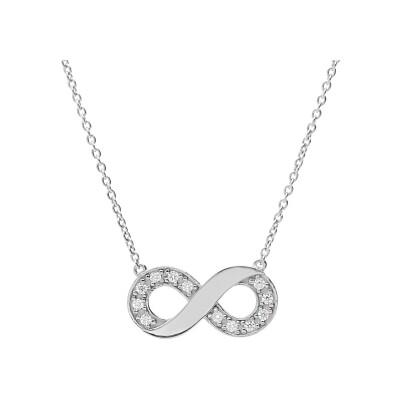 Collier argent platiné infini à graver avec oxydes blancs sertis 42+3cm
