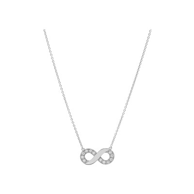 Collier argent platiné infini à graver avec oxydes blancs sertis 42+3cm
