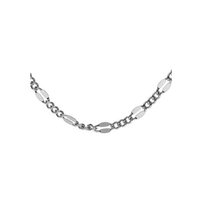 Collier argent rhodié maille fantaisie maille style gourmette 42cm