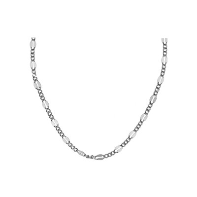 Collier argent rhodié maille fantaisie maille style gourmette 42cm