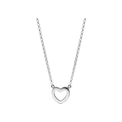 Collier argent rhodié coeur ajouré 40+5cm