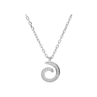 Collier argent rhodié spirales oxydes blancs sertis 40+5cm