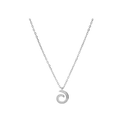 Collier argent rhodié spirales oxydes blancs sertis 40+5cm