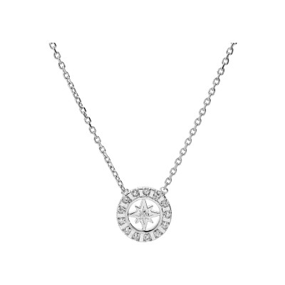 Collier argent rhodié étoile du nord oxydes blancs sertis 38+4cm